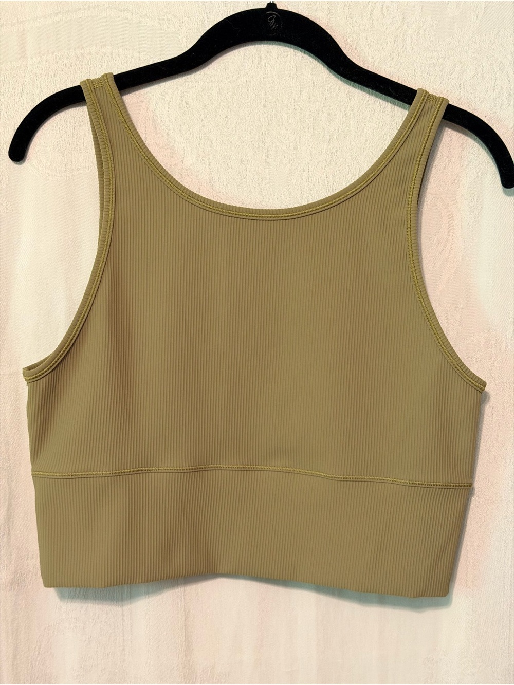 lululemon Olive Green Ribbed Cropped Tank Top